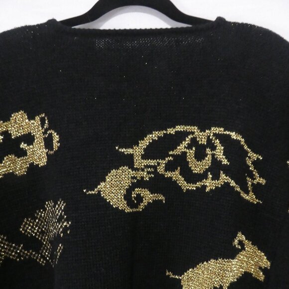Made In Korea | size 42 | Black Sweater With Gold Front and Back Design | GUC - Picture 10 of 14